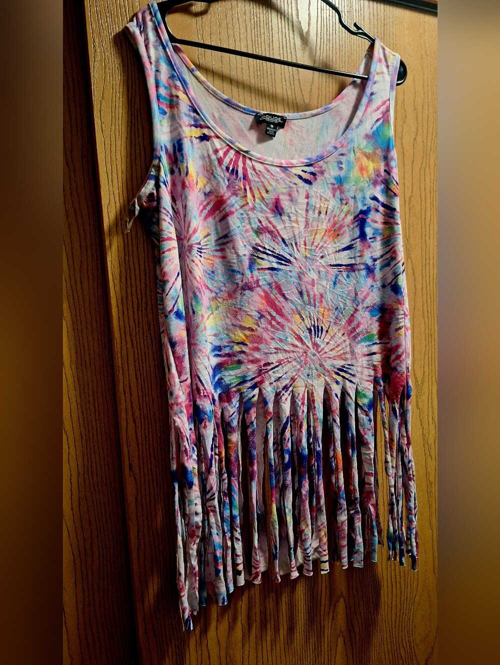 Tie-Dye Fringe Tank Top - Multicolor - Picture 3 of 4
